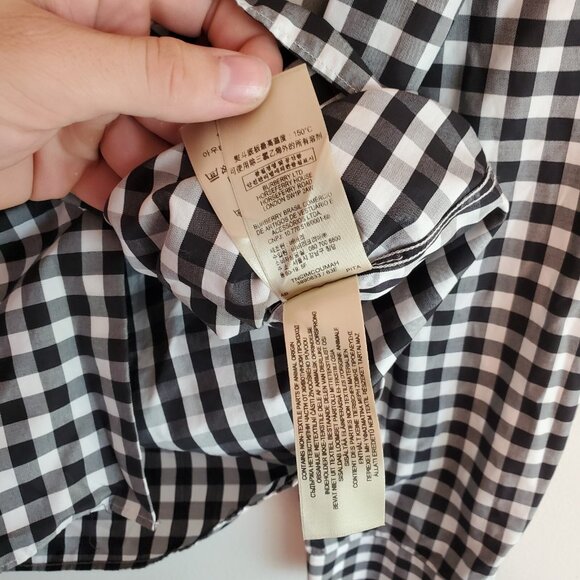 Burberry Nova Check plaid long sleeve button up shirt black white size L - Picture 5 of 6